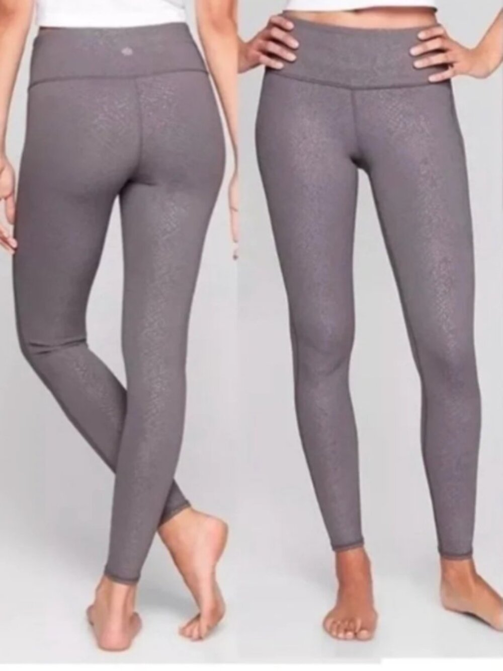 Athleta Gray Reptile Print Ankle Leggings Size XS Snakeskin Animal Print